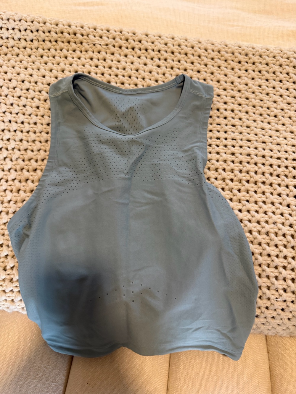 Lululemon Seamless Perforated Racerback Tank Top in Sage Green